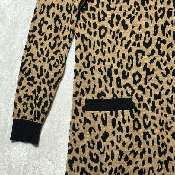 J. Crew MockNeck Sweater Dress Leopard Knit Pullover Merino Wool Blend Women XS - Picture 4 of 14